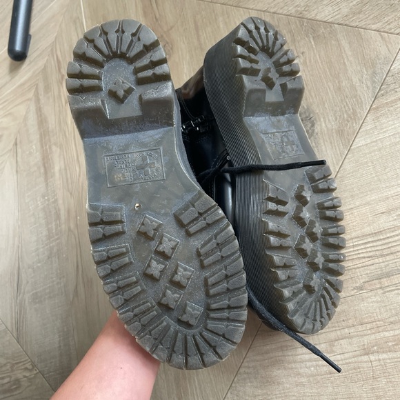 Dr. Martens Shiny Black Platform Combat Boots - Picture 2 of 2